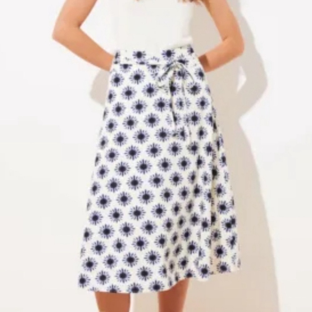 LOFT Floral Starburst Midi Skirt | Size 8